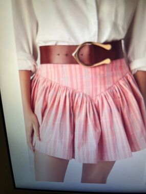 Anthropologie Wide Brown Leather Belt with Sculpted Gold Buckle